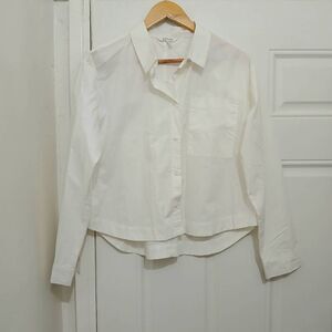 Comune aritzia womens large courtland white Tpocket boxy white button shirt
